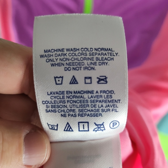 LANDS' END | colour block long sleeve half zip one piece swim bathing suit - Picture 5 of 6